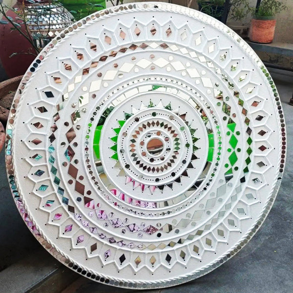 Bungalow Rose Colbey Round Wall Mirror Decor Handmade Mirror Wall Art